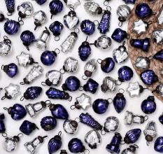 50 Pieces Purple and Silver Ornaments For Tree Decoration - Glass Christmas Ornaments